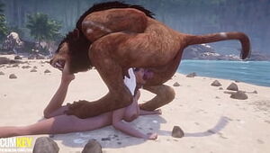 Big-chested biotch Breeds with Furry on the beach | Enormous Cock Monster | 3 dimensional Porn Ultra-kinky Life