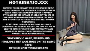 Hotkinkyjo gape, handballing and blossom her buttfuck slot on the wag bed