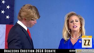 Donald Drumpf pummels Hillary Clayton during a debate